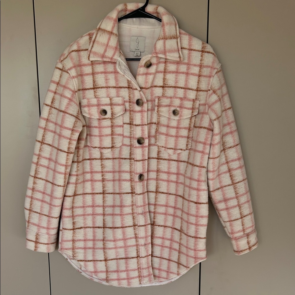 Joie Pink and Brown Checkered Shacket